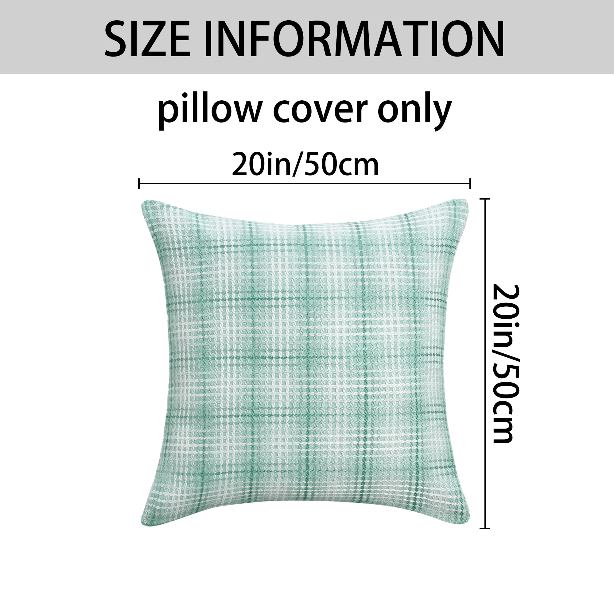 Unique Bargains Plaid Decorative Throw Pillow Covers Pack of 2 Mint Green 20" x 20"