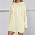 thumbnail image 2 of IWRICH Women's Oversized Hoodie Dress Warmy Casual Pullover Tops Split Hem Drawstring Long Sweatshirt with Pocket Beige XXL, 2 of 5