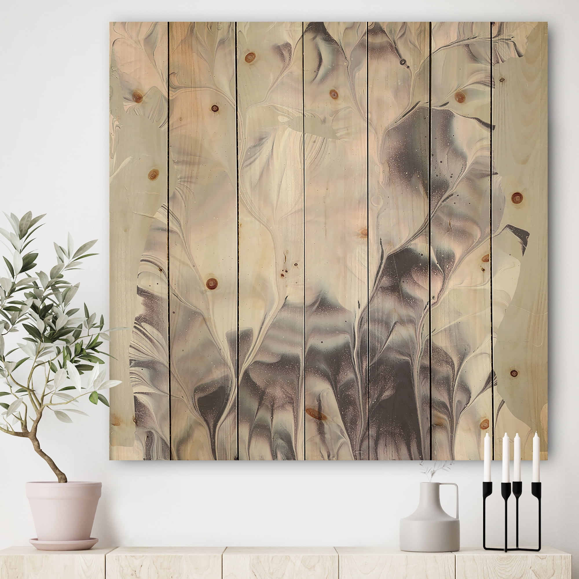 Designart 'Light and Shadow I' Modern Farmhouse Print on Natural Pine Wood