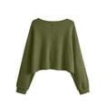 thumbnail image 5 of XRoczxe Women’s V‑Neck Long Sleeve Waffle Knit Crop Top, Casual Solid‑Color Loose Cropped Pullover Shirt, 5 of 9