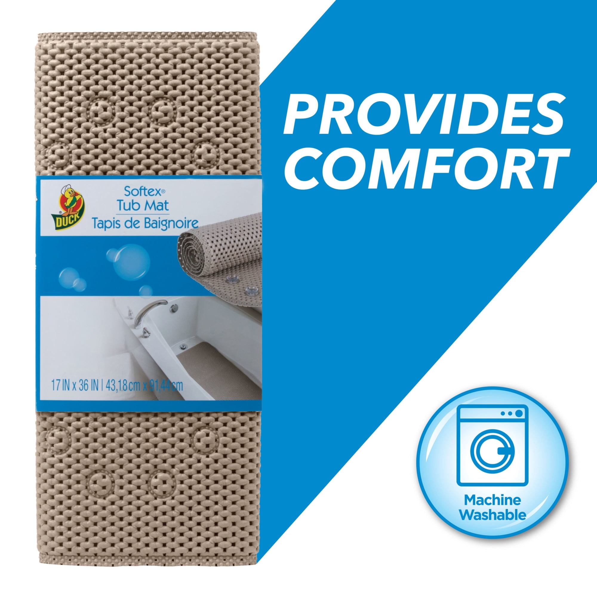 Duck Brand Softex Taupe Cushioned Foam Bathtub Mat, 17 in. x 36 in.