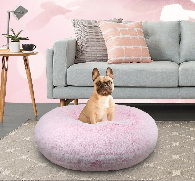 Bessie and Barnie Signature Bubble Gum Luxury Shag Extra Plush Faux Fur Bagel Pet/ Dog Bed