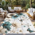 thumbnail image 2 of Teal Tulip Butterfly Outdoor Rug for Patio/Deck/Porch, Non-Slip Large Area Rug 6 x 9 Ft, Beige Turquoise Floral Grey Wooden Indoor Outdoor Rugs Washable Area Rugs, Camping Rug Carpet Runner, 2 of 8