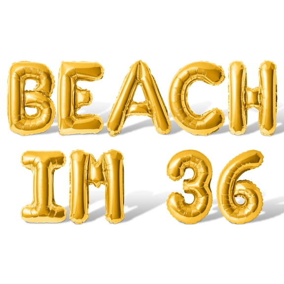 Letter Balloons - BEACH IM 36 16" Inch Alphabet Letters Foil Mylar Balloon 36th Birthday Party Banner (Gold)