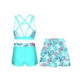 thumbnail image 2 of iEFiEL Girls Flowers Leaves Printed Swimwear Youth Juniors Crop Top with Skirt and Shorts for Beach Pool Bathing Swimming Holiday Leaf 14, 2 of 7