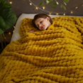 thumbnail image 1 of Biwat Super Soft King Blanket Mustard Yellow Premium Silky Flannel Fleece 3D Clouds Stylish Jacquard Lightweight Bed Blanket All Season Use 350GSM (Mustard Yellow Clouds, King(90"x110")), 1 of 4