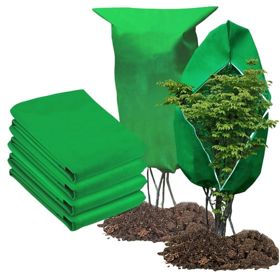 MOQIN 4 Packs Plant Covers Freeze Protection 31.5" x 47" Winter Cold Weather Frost Blankets with Drawstring Reusable Shrub Jacket Frost Cloths for Outdoor Plants Fruit Tree Potted