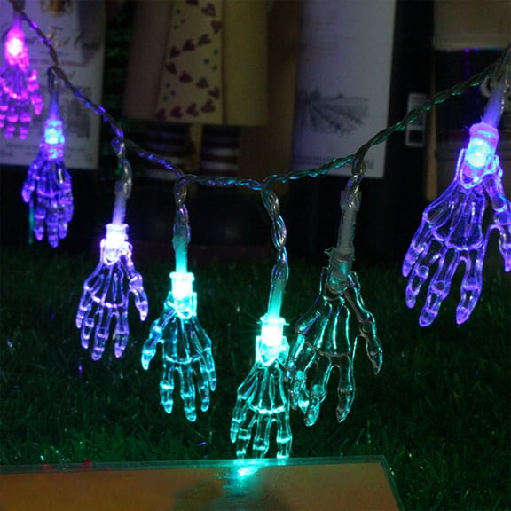 8.2FT 20LED Halloween Lights Outdoor Indoor Skull Hands Halloween String Lights Battery Operated, Waterproof Fairy Lights Decorations for Home Yard Window Party Outside Decor