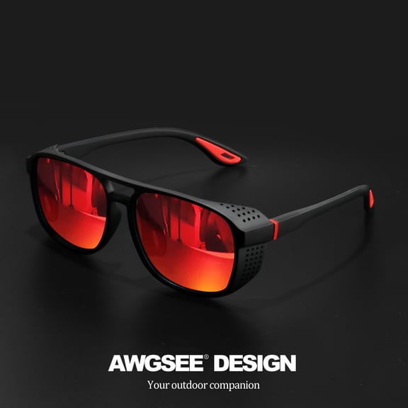 Circular polarized steampunk style sunglasses - fashionable polarized running glasses - ideal choice for fishing and driving. Durable side-hollowed frame, high-definition lenses