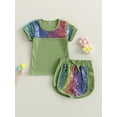 thumbnail image 2 of Bagilaanoe 2pcs Little Girls Short Pants Set Sequin Short Sleeve T-Shirt Tops + Shorts 2T 3T 4T 5T 6T 7T Kid Casual Summer Outfits, 2 of 9