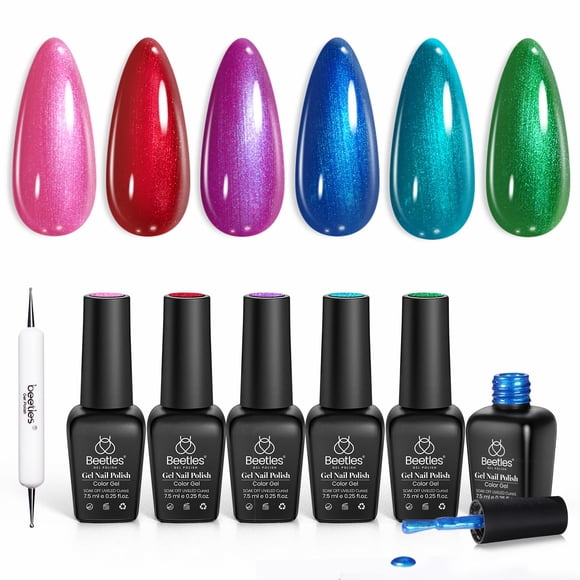 Set de esmaltes de uñas Beetles Pearl Gel 6 colores Mystic Flow Swirl