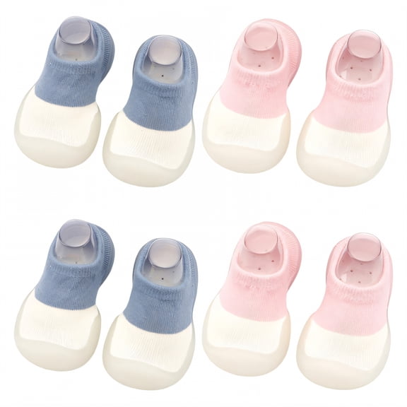 TELOLY 4Pairs Sock Shoes Toddler,14.5Cm Sock Shoes for Baby Boy,Solid Color Sock Shoes for Baby Girl,Combination1