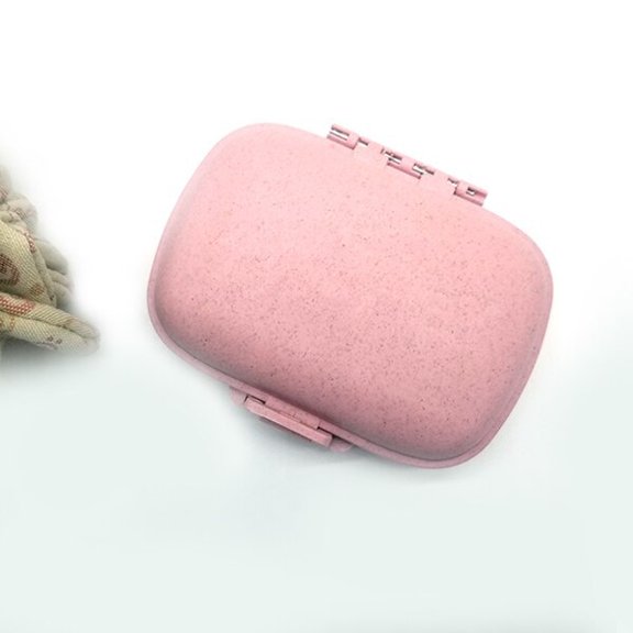 8 grids organizer container for tablets travel pill box with Seal ring Small box for tablets Wheat straw container for medicines pink