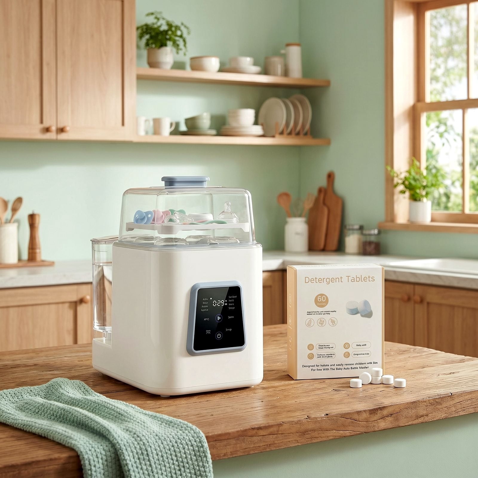 FOHERE Baby Bottle Washer and Sterilizer and Dryer, All-in-One 4-in-1 Machine with Dual Spray Arms, 28000Pa High-Pressure Wash, 210°F Steam, for New Parents, Newborn gifts