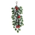 thumbnail image 2 of 20 Inch Artificial Christmas Teardrop Door Swag, Hanging Greenery Decor With Holly Leaves, Red Berries, Pinecones, Winter Wall Ornament For Front Door Porch Entryway, 2 of 6