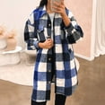 thumbnail image 2 of Fashion Flannel Plaid Jackets for Womens 2024 Plus Size Long Sleeve Button Shirts Jacket Coats With Pockets Color Block Coat, 2 of 7