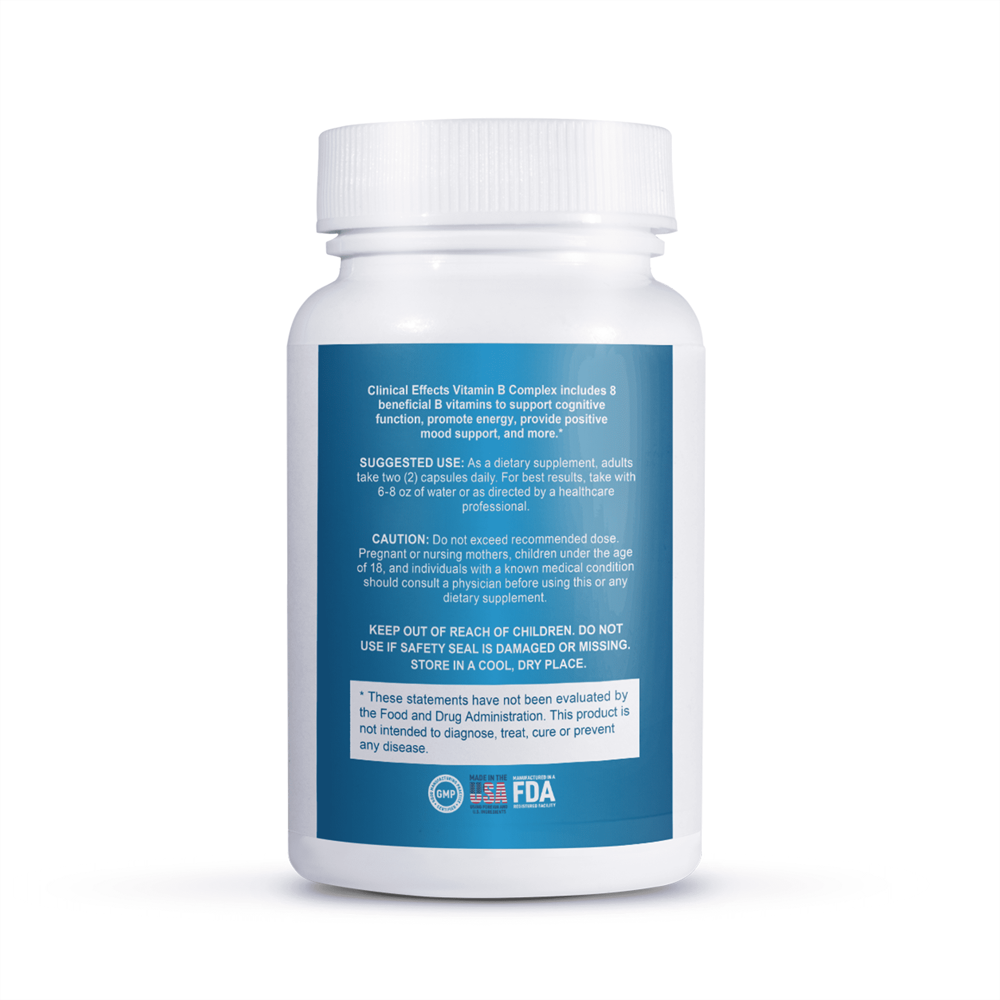 Clinical Effects Vitamin B Complex for Cognitive,  Energy and Mood Support - 60 Capsules - Made in The USA