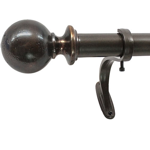 Decopolitan 1" Pitted Ball Adjustable Curtain Rod, Antique Brass
