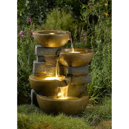Pots Water Fountain with LED Light