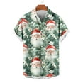 thumbnail image 4 of SERTG Men's Christmas Print Short Sleeve Shirt Lapel Collar Button Front Resort Casual Hawaiian Shirt Men Christmas Gifts Tops(Mint Green,S), 4 of 6