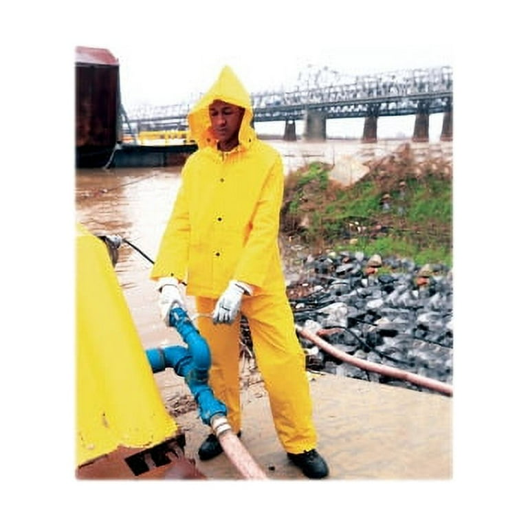 River City Three-piece Rainsuit - Recommended for: Agriculture, Construction, Transportation, Sanitation, Carpentry, Landscaping - 4-Xtra Large Size - Water Protection - Snap Closure - Polyester, Polyvinyl Chloride (PVC) - Yellow - 1 Each River City Three-piece Rainsuit - Recommended for: Agriculture, Construction, Transportation, Sanitation, Carpentry, Landscaping - 4-Xtra Large Size - Water Protection - Snap Closure - Polyester, Polyvinyl Chloride (PVC) - Yellow - 1 Each