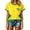 Z3 Yellow, variant on Women's Brazil 2026 Letter Print Top Linear Graphic Short Sleeve Crew Neck Oversized Soccer Fan Active Workout Team Sporty Shirt
