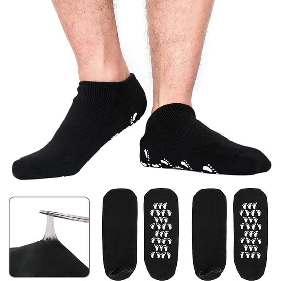 Large Men's Moisturizing Gel Socks Men's Feet Care Ultimate Treatment for Dry Cracked Rough Skin on Feet Pack of 2 Pairs Black US Men 10-15