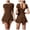 Coffee, variant on Women High Neck Tennis Dress Short Sleeve Round Neck Wrapping Skirt BuiltIn Shorts Solid Color Tunics Summer Dress Comfortable and Breathable Casual Jumpsuits for Women