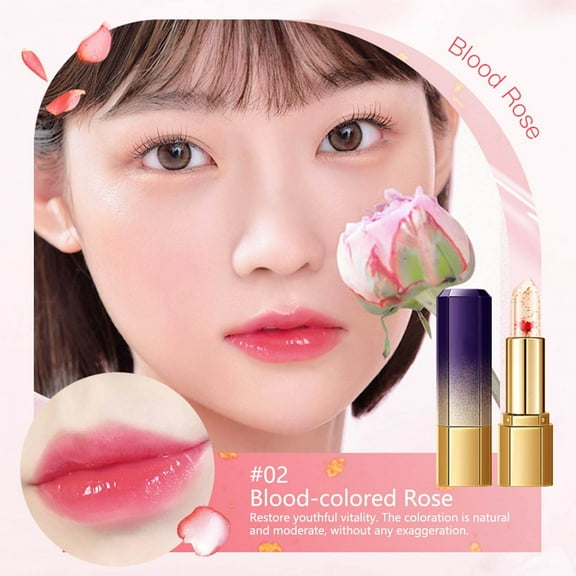 QunYou Petal Jelly Color-Changing Lipstick Translucent Gold Foil Moisturizing Lip Balm Temperature-Sensitive Lipstick Long-Lasting Non-Transferring