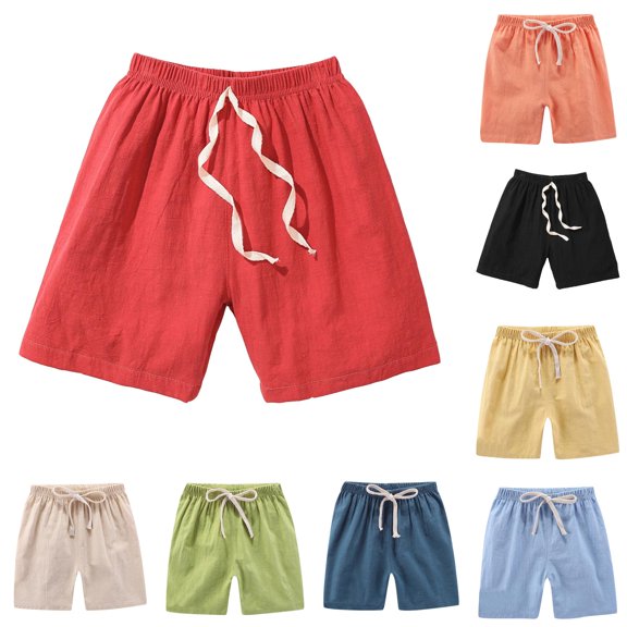 VNKIDY Toddler Kids Elastic Drawstring Waist Textured Bermuda Shorts Summer Regular Fit Breathable Loose Daily Casual Shorts For Little Boys Girls Classic Bottoms 5-6 Years