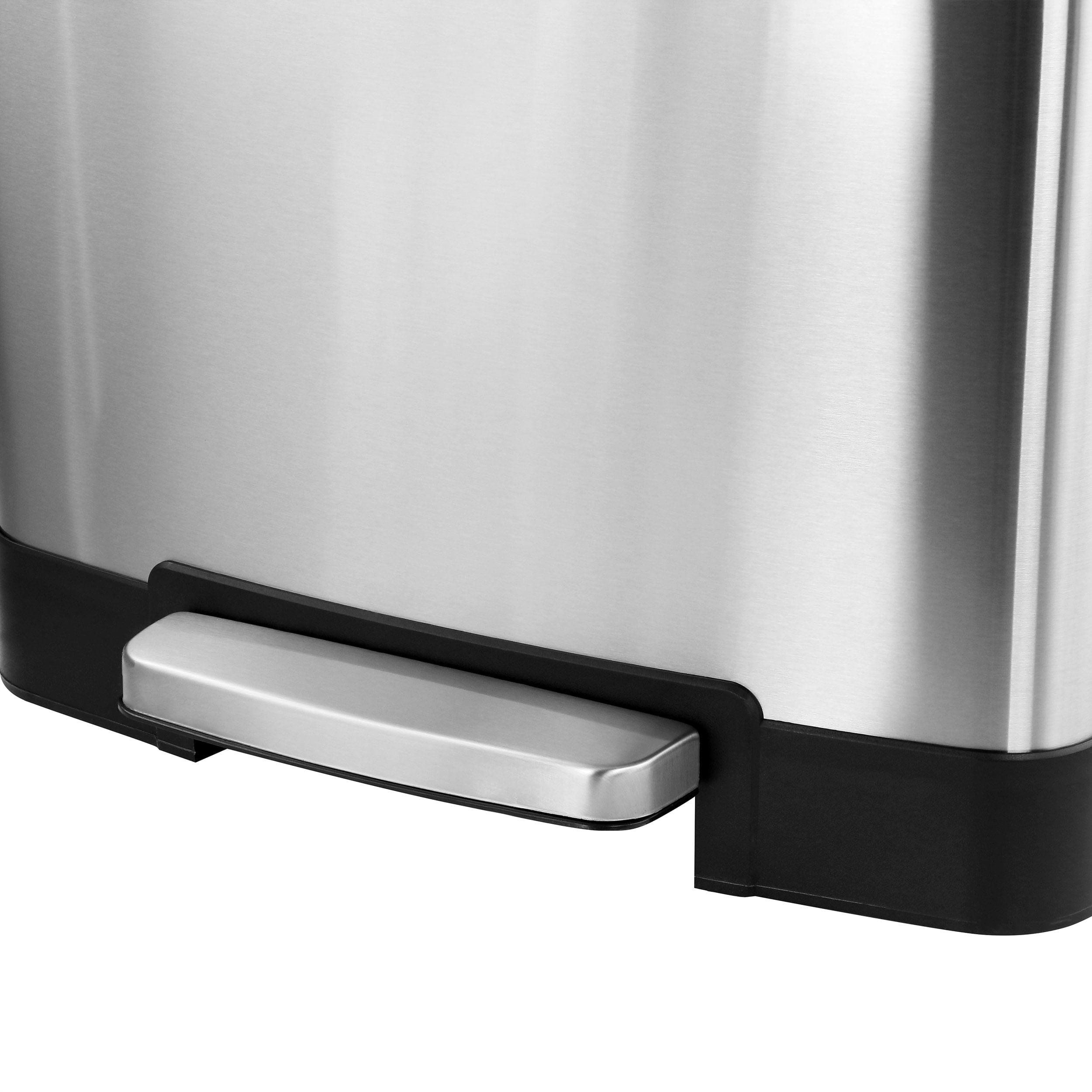 Elama 40 Liter 2 Compartment Large 10.6 Gallon Split Stainless Steel Step Trash Bin with Slow Close Mechanism