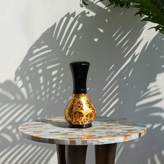 India Meets India Wooden Flower Vase [Golden & Brown], Decorative Wooden Flower Vase for Home Décor/Living Room/Office/Table Top/Dining Area and Windowsill Décor, 6.5 INCHES