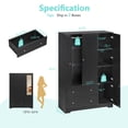 thumbnail image 3 of Ktaxon 3 Door Wardrobe Armoire Closet with Mirror Hanging Rod, Large Capacity Storage Closet for Bedroom, Modern Drawer & Shelf Elegant Black Finish Closet, 3 of 9