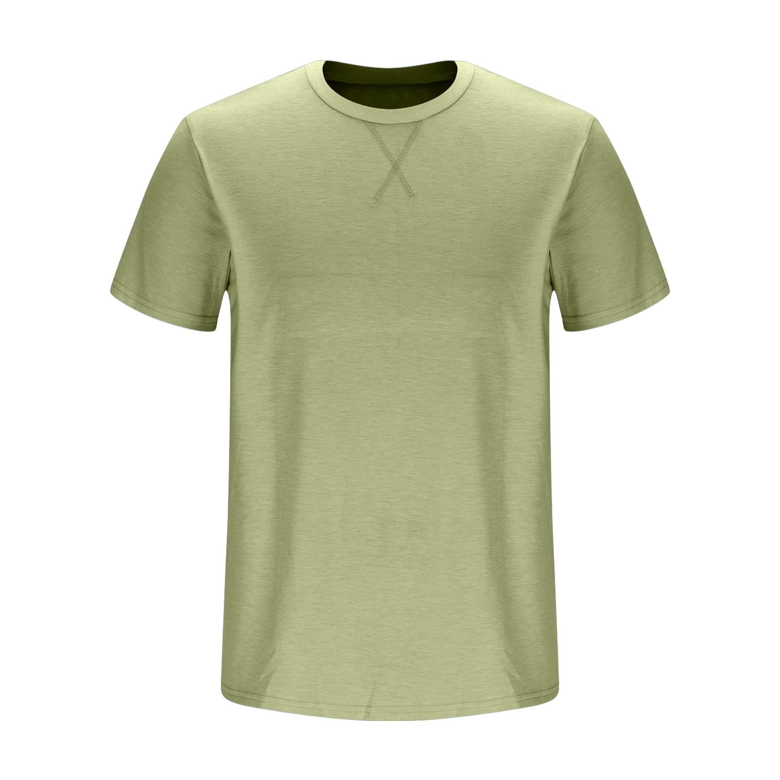 Mens Shirts Plus Size under $5 Short Sleeve Round Neck Gym Solid Color T- Shirt Comfortable Top Green XXXL - Walmart.com