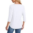 thumbnail image 5 of UVN Women Tunic Tops Summer 3/4 Length Sleeve Blouses Casual Crewneck Shirt Pleated Loose Tops, 5 of 9