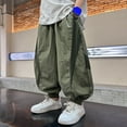 thumbnail image 2 of TEAJOPSUU Boys' Closed Bottom Workout Pants Summer Loose Fit Jogger Pants Kids Tween Teen Wide Leg Lightweight Pull-On Pants A-Green, 2 of 5