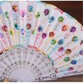 thumbnail image 2 of Rainbow Color Christmas Dance Fan Peacock Pattern Folding Hand Held Embroidered Sequin Gift Fan ( chromatic colour，Size : 23cm，1pack), 2 of 3