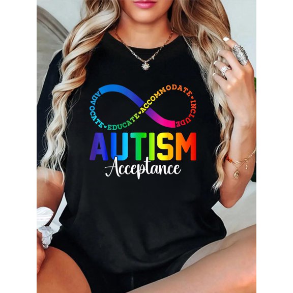 Autism Awareness Acceptance Shirt Infinity Symbol Men Women T-Shirt Graphic Tee summer Tops For Women Round Neck Fashion Cotton shirts