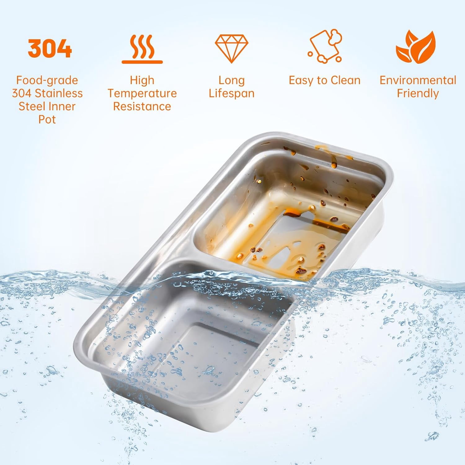 Electric Lunch Box Food Heater, Heating/Cooking/Keep Warm Food Containers for Work Outdoor, Portable 1000mL Standard Capacity, 270W 304 Stainless Steel