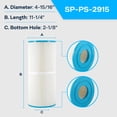 thumbnail image 2 of SpiroPure Replacement for Coleman 100585 3301-2241 Pleatco PWW40 Unicel C-4339 Filbur FC-2915 Waterway 817-0040 Hot Tub Spa Pool Filter Replacement Cartridge, 2 of 7