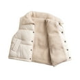 thumbnail image 3 of Kids Padded Vest with Button Front Sherpa Collar Lightweight Sleeveless Outerwear for Girls Boys Casual Everyday Wear, 3 of 3