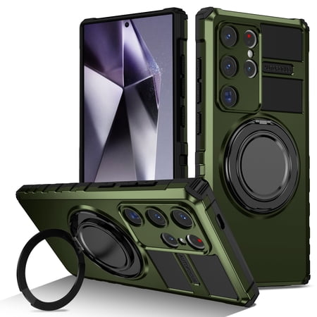 TECH CIRCLE For Galaxy Note 20 Ultra Case with Magnetic Ring Stand,Compatible with MagSafe Military Anti-Scratch Heavy Duty Shockproof Protective Phone Case for Samsung Galaxy Note 20 Ultra,Darkgreen