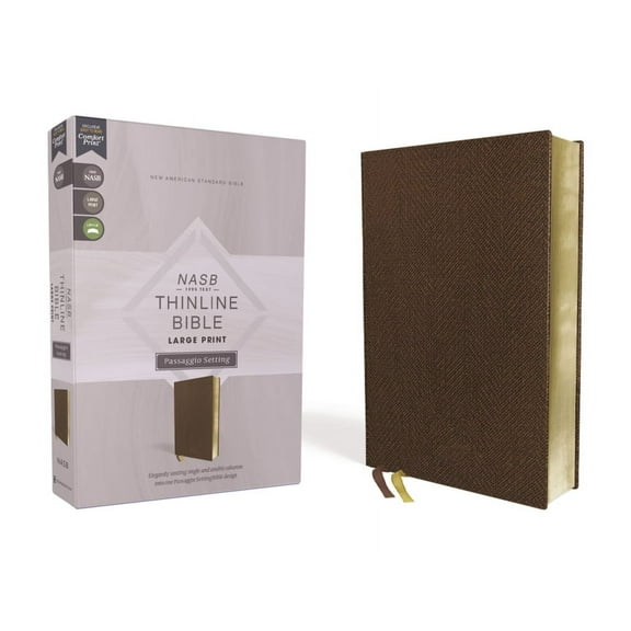 Nasb, Thinline Bible, Large Print, Passaggio Setting, Leathersoft, Brown, Red Letter, 1995 Text, Comfort Print: Elegantl, (Hardcover)