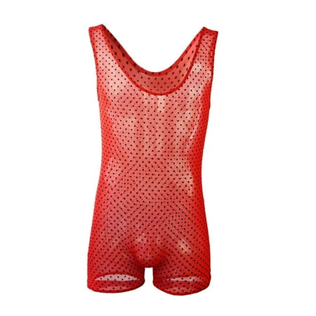 

FREE SHIPPING-Men s Sexy Underwear High Fork Dot Mesh Transparent One-piece Stretch Sexy Seamless Underwear Boxers mens pajamas lingerie for men valentines day gifts