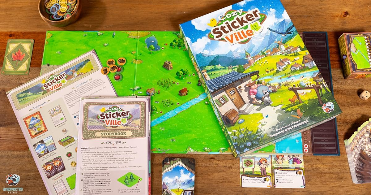 Cozy Stickerville Family Strategy Board Game for Ages 8+, from Asmodee