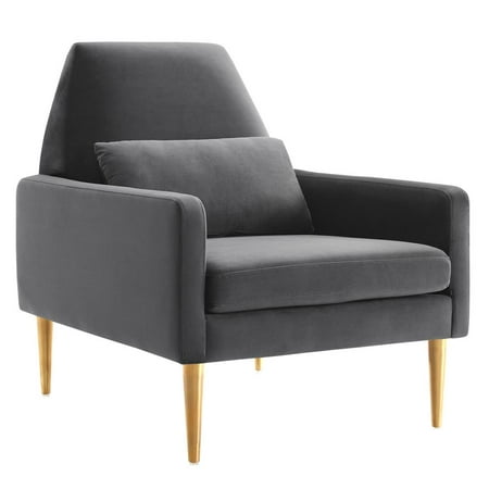 Modway Liliana Modern Performance Velvet Armchair in Charcoal/Gold