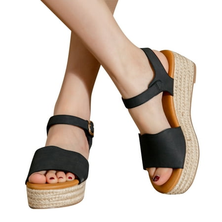 

Cathalem Beach Fashion Toe Comfortable Summer Sandals Weave Open Wedges Women Breathable Shoes Women s Born Sandals for Women Black 6.5