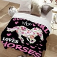 thumbnail image 4 of Horse Blanket Gift for Girls Women Plush-Just A Girl Who Loves Horses Comfy Throws Cowboy Western Lightweight Sheet Pony Bedding Quilt Soft Flannel Blankets for Couch Travel, 4 of 7