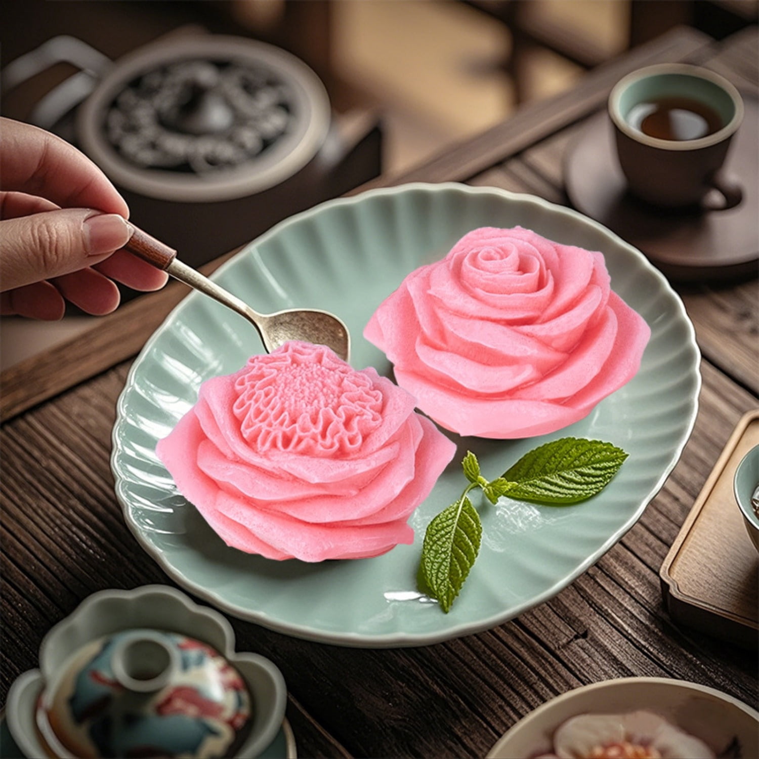 4Pcs Silicone Resin Molds, 3D Flower Silicone Cake Molds, Candle Casting Molds for Candle Making, Craft Molds for DIY Resin Candle Cake Making, Home & Wedding Decoration