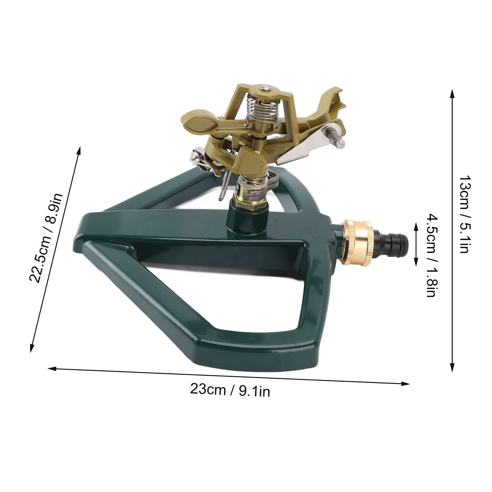 Xirurus Rotating Sprinkler for Yard Lawn 360 Degree Rotation Adjustable Large Area Coverage Automatic Garden Irrigation System with Heavy Duty Zinc Alloy Metal Base, Yellow (9.1 in / 23 cm)